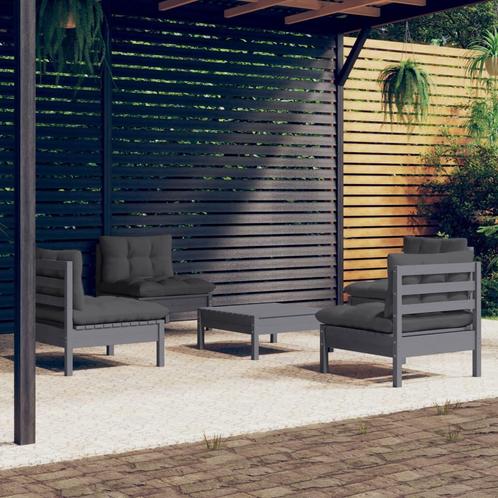 vidaXL 5-delige Loungeset met antracietkleurige kussens, Tuin en Terras, Tuinsets en Loungesets, Loungeset, Nieuw, Verzenden