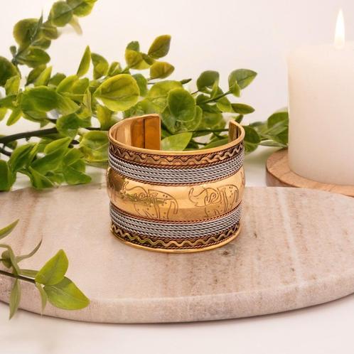 Messing met koper klemarmband, Sieraden, Tassen en Uiterlijk, Armbanden, Ophalen of Verzenden