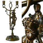 Kandelaar Bronzen figuur kandelaar met St. Christoffel en