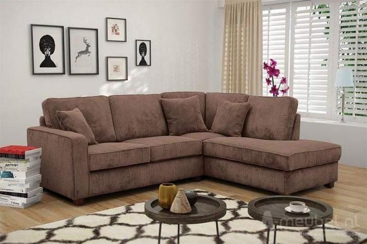 Hoekbank Groningen - hoekbanken - Taupe, Huis en Inrichting, Banken | Sofa's en Chaises Longues, Nieuw, Stof