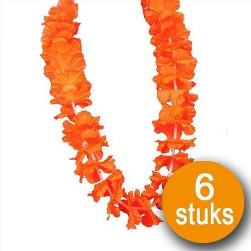 Oranje Versiering | 6 stuks Oranje Krans Hawaii XL, Hobby en Vrije tijd, Feestartikelen, Nieuw, Verzenden