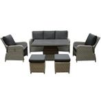 Bilbao stoel bank dining loungeset 6 delig grijs met, Tuin en Terras, Tuinsets en Loungesets, Ophalen of Verzenden, Nieuw, Wicker