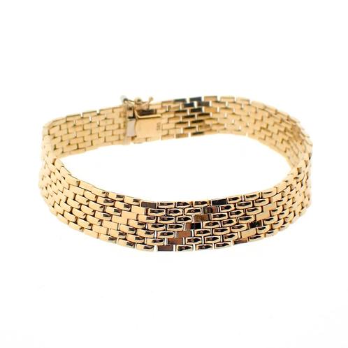 Vintage gouden panter schakel armband | 18,5 cm, Sieraden, Tassen en Uiterlijk, Armbanden, Overige kleuren, Gebruikt, Goud, Ophalen of Verzenden