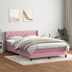 vidaXL Boxspring met matras fluweel roze 160x220 cm, Verzenden, Nieuw, Stof