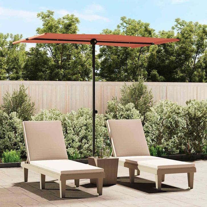 vidaXL Parasol met aluminium paal 2x1,5 m terracottakleurig, Tuin en Terras, Parasols, Nieuw, 2 tot 3 meter, Verzenden