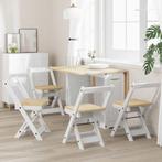 vidaXL Eetkamerstoelen 4 st Corona inklapbaar massief, Huis en Inrichting, Stoelen, Verzenden, Nieuw, Wit