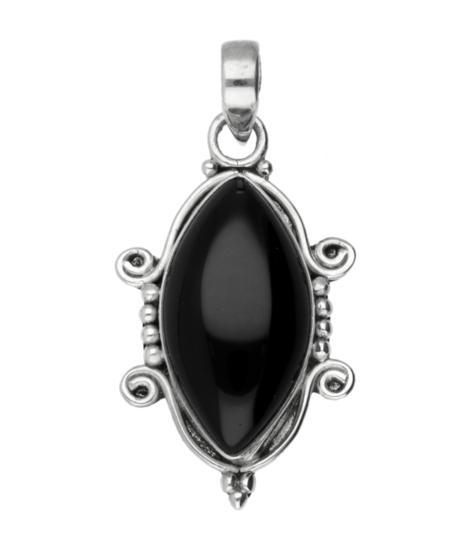 Zilveren Onyx ovaal in massieve zilveren zetting kettingh..., Sieraden, Tassen en Uiterlijk, Kettinghangers, Verzenden