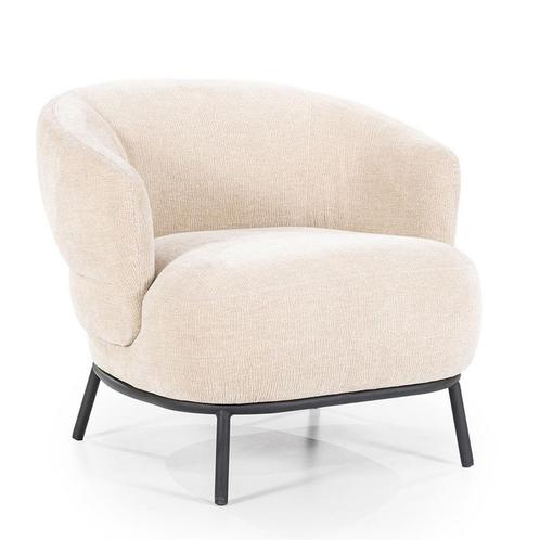 *WOONWINKEL* Eleonora David Zachte Fauteuil Taupe Met Ronde, Huis en Inrichting, Fauteuils, Nieuw, Stof, Verzenden