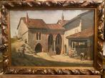 Odoardo Lalli (1829-1909) - Cascina Toscana con personaggi e