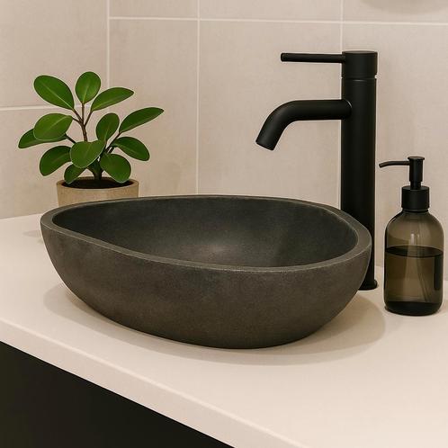Wasbak | Wastafel | Natuursteen | Ovaal | 60-70x38-43cm, Doe-het-zelf en Verbouw, Sanitair, Nieuw, Steen, Wastafel, Verzenden