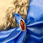 Vintage gouden ring met carneool bandagaat (geelgoud), Sieraden, Tassen en Uiterlijk, Ringen, Gebruikt, Overige kleuren, Ophalen of Verzenden