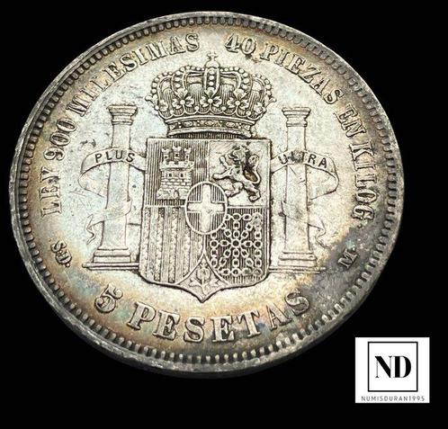 Koninkrijk Spanje. Amadeo I. 5 Pesetas 1871 *18-71 - Madrid, Postzegels en Munten, Munten | Europa | Niet-Euromunten