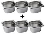 GGM Gastro | (6 stuks) RVS GN bak 1/6 - Hoogte: |, Verzenden