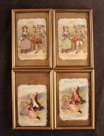 Franse School - Vier antieke prentjes
