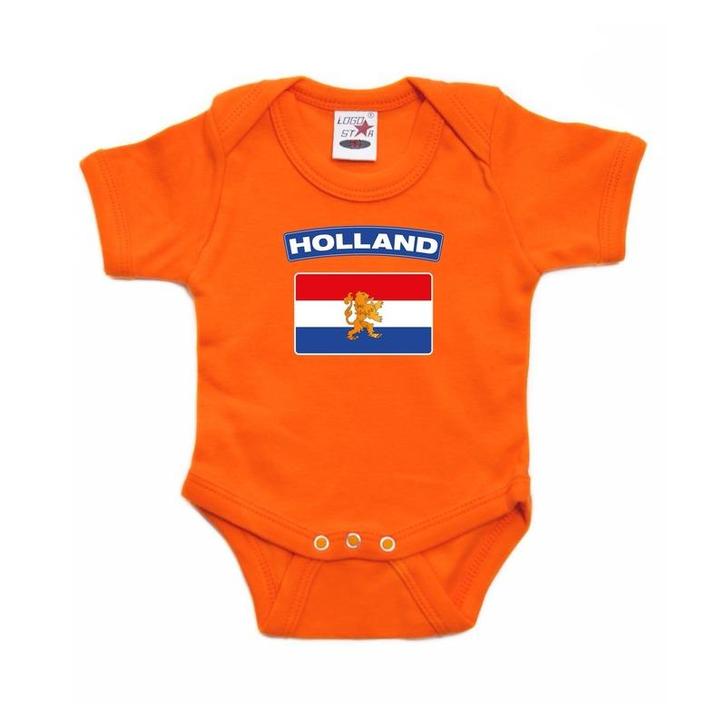 Hollandse vlag rompertje oranje babies - Oranje rompers, Hobby en Vrije tijd, Feestartikelen, Ophalen of Verzenden