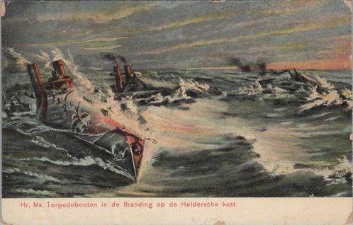 DEN HELDER - Hr. Ms. Torpedobooten in de Branding op de H..., Verzamelen, Ansichtkaarten | Nederland, Verzenden