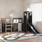 vidaXL Stapelbed met glijbaan en gordijnen wit en zwart, Huis en Inrichting, 90 cm, Eenpersoons, Verzenden, Zwart