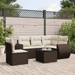 vidaXL 6-delige Loungeset met kussens poly rattan bruin, Verzenden, Nieuw, Rotan, Loungeset