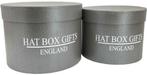 Bloemendoos set van 2 rond hatbox grijs england gift, Ophalen of Verzenden, Nieuw