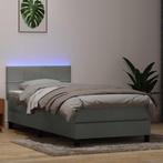 vidaXL Boxspring met matras en LED fluweel lichtgrijs 80x210, Verzenden, Nieuw, Grijs, Stof