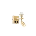 Moderne wandlamp messing met leeslamp - Brescia, Huis en Inrichting, Lampen | Wandlampen, Nieuw, Overige materialen, Modern