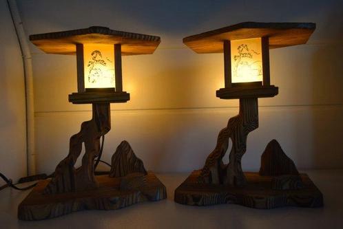 Japanese Baked Cedar Lanterns - Lantaarn (2) - Cedar -, Antiek en Kunst, Antiek | Overige Antiek