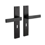 Deurklink Lusso geveerd schild sleutelgat 55mm mat zwart..., Ophalen of Verzenden, Nieuw, IJzer, Klink of Kruk