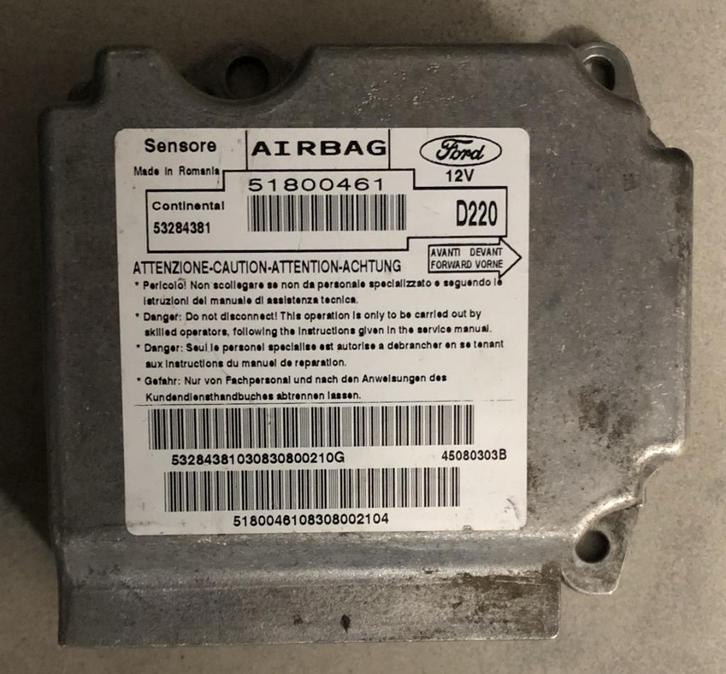 Ford KA SRS Airbag module 51800461 Continental 53284381, Auto-onderdelen, Elektronica en Kabels, Gereviseerd, 3 maanden garantie