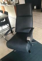 Leren relaxfauteuil met stalen frame - blauw leer, Huis en Inrichting, Fauteuils, Ophalen of Verzenden, Nieuw, Leer
