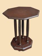 Art Deco lederen - Bijzettafel - Eik, Leer