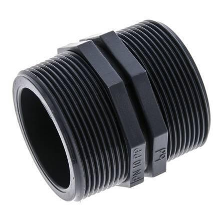 Dubbele Nippel G2 Polypropyleen (PP) 10bar FDA 64mm Hex, Doe-het-zelf en Verbouw, Overige Doe-het-zelf en Verbouw, Nieuw, Verzenden