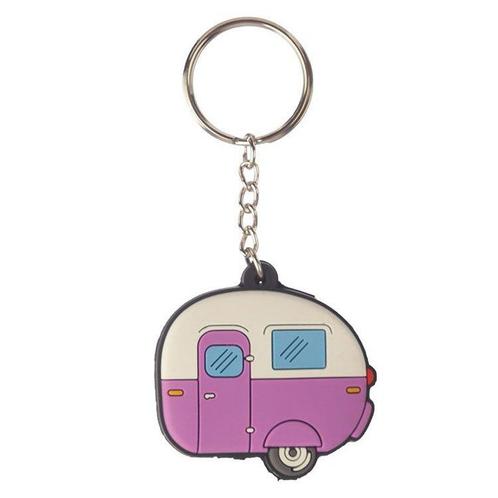 PVC sleutelhanger Caravan wit met paars 5cm NIEUW, Verzamelen, Sleutelhangers, Nieuw, Ophalen of Verzenden