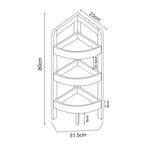 Hoekkast Tervola met 3 planken 80x23x31,5 cm zwart naturel e, Huis en Inrichting, Badkamer | Badkamermeubels, Verzenden, Nieuw