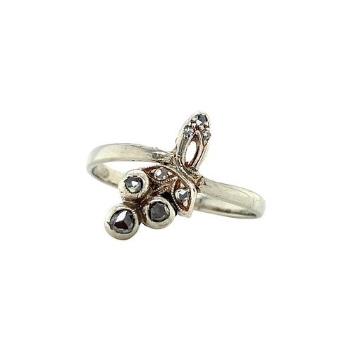 Witgouden ring met roosdiamant 14 krt/925, Sieraden, Tassen en Uiterlijk, Ringen, Nieuw, Ophalen of Verzenden