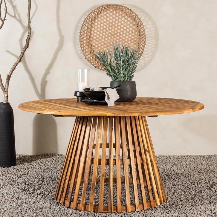 20% korting | Tuintafel hout naturel | Ø 150 cm, Tuin en Terras, Tuintafels, Nieuw, Hout, Rond, Verzenden
