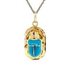 Gouden scarabee hanger met blauwe kleursteen 18 krt, Ophalen of Verzenden, Nieuw