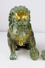 Stamdbeelden , Set grote Foo Dogs - Brons, Gepatineerd /