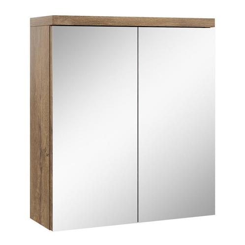 Badkamerkast Toledo 60 x 20 x 60 cm Bruin Eiken Spiegelkast, Huis en Inrichting, Badkamer | Badkamermeubels, Nieuw, Spiegelkast
