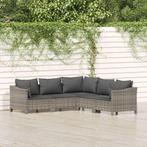 vidaXL 5-delige Loungeset met kussens poly rattan grijs, Tuin en Terras, Tuinsets en Loungesets, 5 zitplaatsen, Nieuw, Loungeset