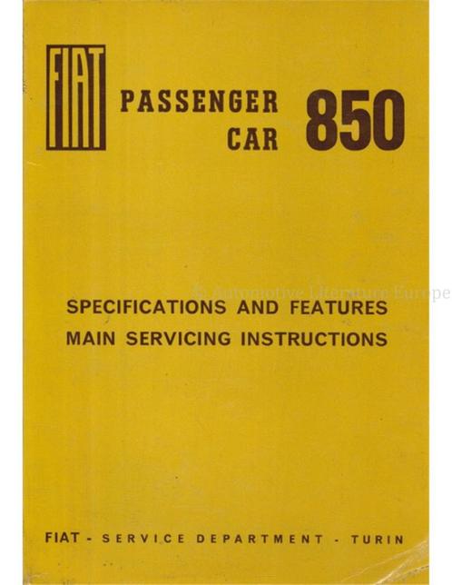 1964 FIAT 850 WERKPLAATSHANDBOEK ENGELS, Auto diversen, Handleidingen en Instructieboekjes