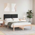 vidaXL Bedframe met Gevoerd Hoofdgedeelte Zwart 120 x 190 cm, Verzenden, Nieuw, Zwart, Hout