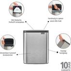 Brabantia Bo Prullenbak - 12 liter - Matt Steel Fingerprint, Huis en Inrichting, Woonaccessoires | Overige, Verzenden, Zo goed als nieuw