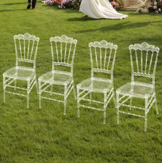 Set van 4 Transparante Eetkamerstoelen – Acryl Stapelbaar, Huis en Inrichting, Stoelen, Nieuw, Verzenden