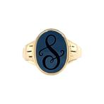 Gouden vintage zegelring met blauwe laagsteen 14 krt, Ophalen of Verzenden, Nieuw