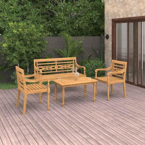 vidaXL 4-delige Loungeset massief teakhout, Tuin en Terras, Tuinsets en Loungesets, Loungeset, Nieuw, 4 zitplaatsen, Teakhout