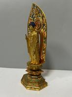 Fine sculptured Bronze Amida Nyorai statue standing on lotus