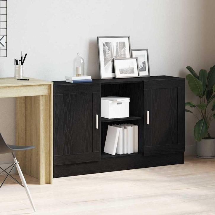 vidaXL Dressoir Zwart 120 x 30.5 x 70 cm Bewerkt hout, Huis en Inrichting, Kasten | Dressoirs, Nieuw, Minder dan 50 cm, Overige houtsoorten