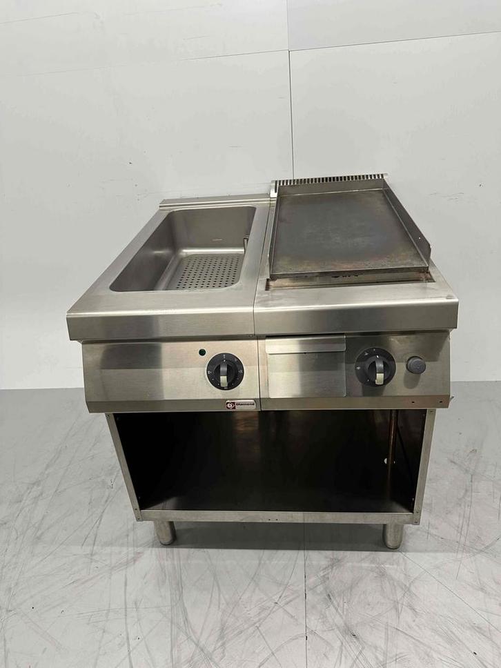RVS Diamond bakplaat met bain marie Gas / 230V Horeca, Zakelijke goederen, Horeca | Keukenapparatuur, Gebruikt, Ophalen of Verzenden