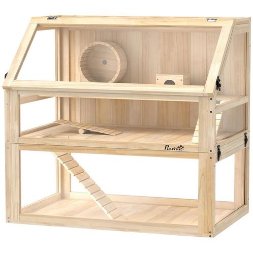 TRUUSK Houten Hamsterkooi Met 3 Verdiepingen Nagarium Knaagd, Dieren en Toebehoren, Overige Dieren-accessoires, Nieuw, Verzenden