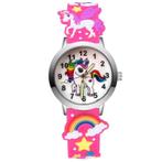 Fako® - Kinderhorloge - 3D - Eenhoorn Hart - Fluor Roze, Nieuw, Verzenden